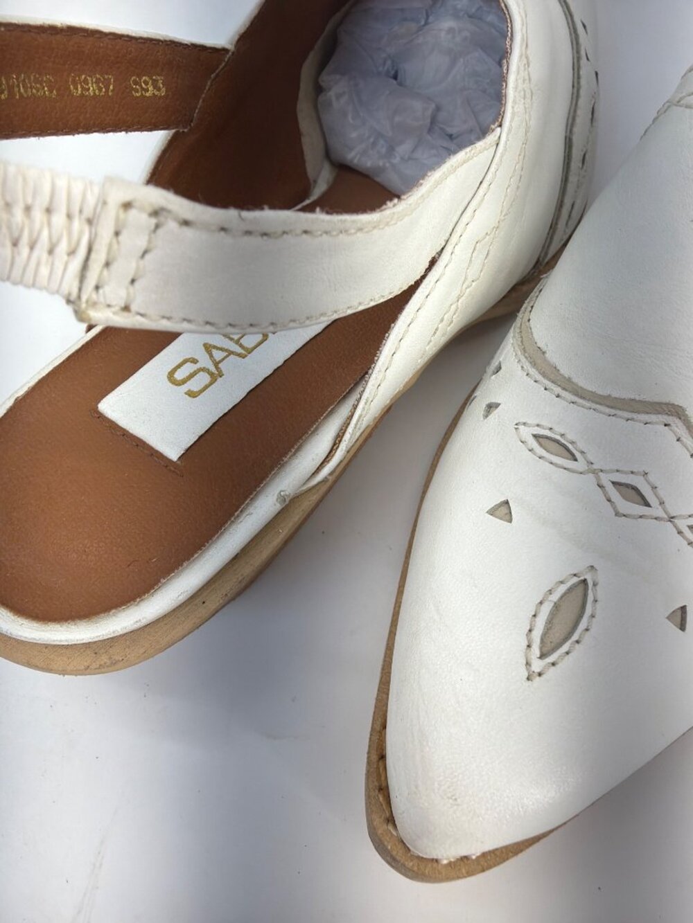 Sabree Vintage Courtney Western Mules White Leather Womens Slingback Booties 9.5 - Picture 11 of 11